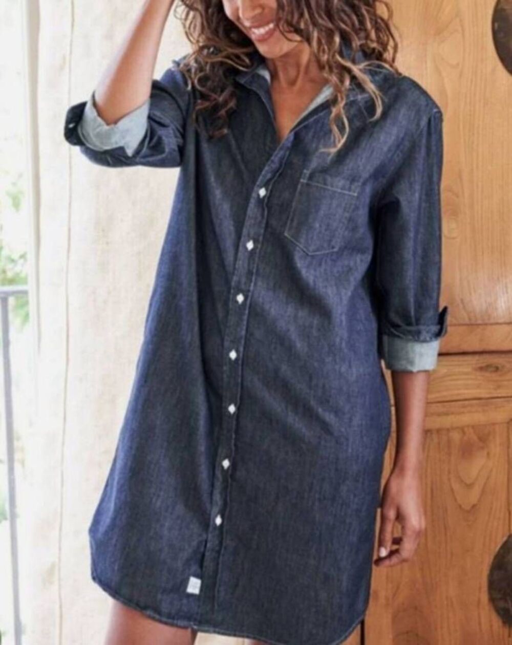 FRANK & EILEEN Mary Shirtdress - Raw Rinse Denim sz L
